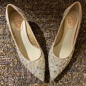 Rene Caovilla Crystal and Lace Kitten Heels Sz 38